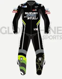 Andrea Iannone Leather Suit Black Team Suzuki Ecstar MotoGP 2018 Front