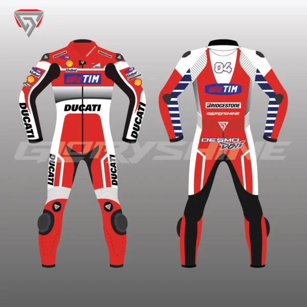 Andrea Dovizioso Leather Racing Suit Ducati MotoGP 2016 Front & Back 2D