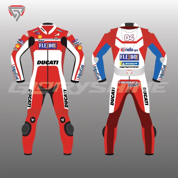 Andrea Dovizioso Race Suit Flexbox Team Ducati MotoGP 2017 Front & Back 2D