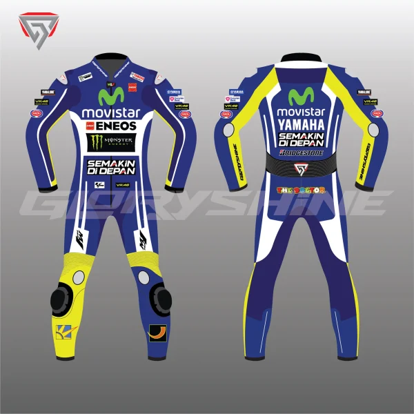 Valentino Rossi MotoGP Leather Suit Movistar 2014 Front & Back 2D