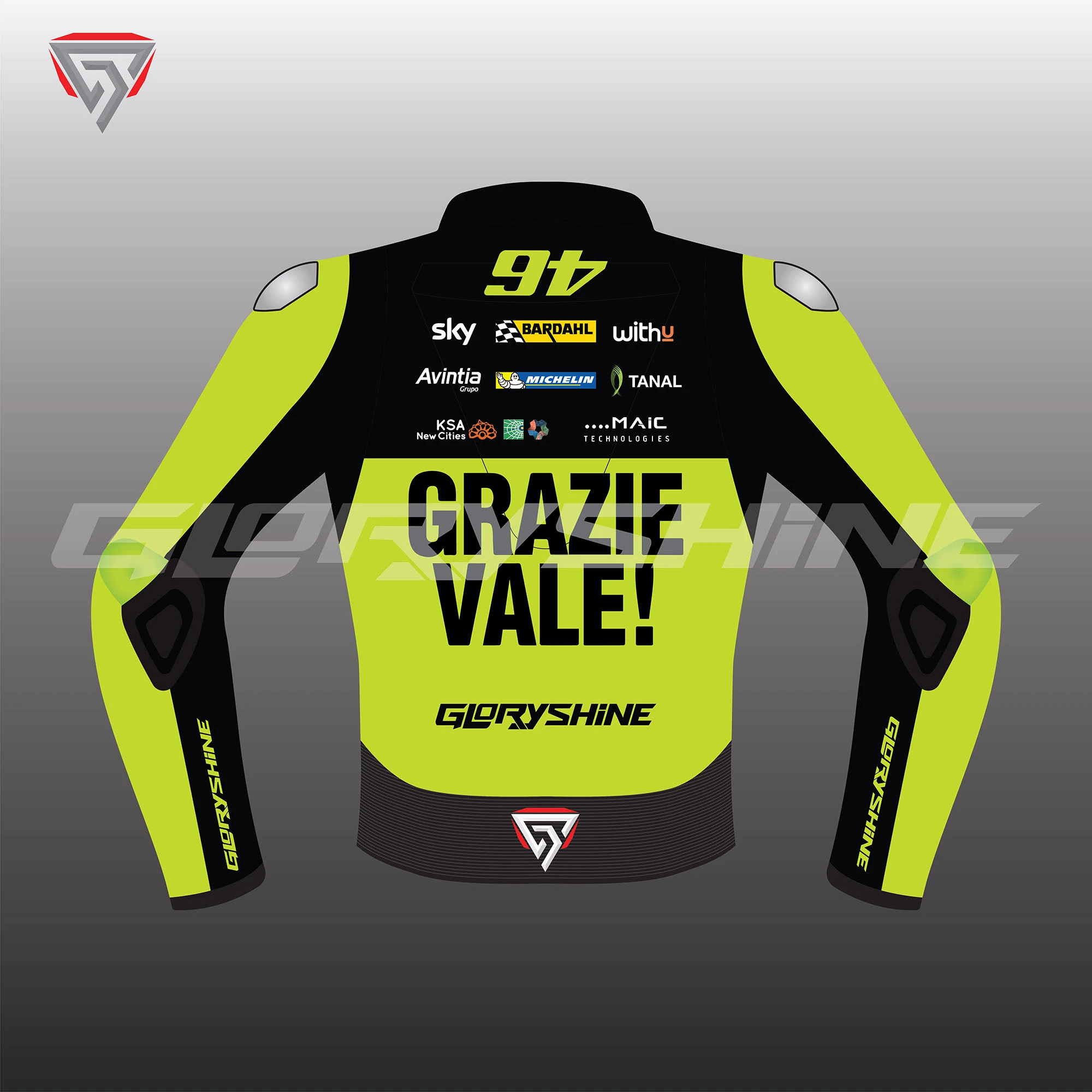 Grazie Valle 46 Sky Leather Race Jacket Back 2D