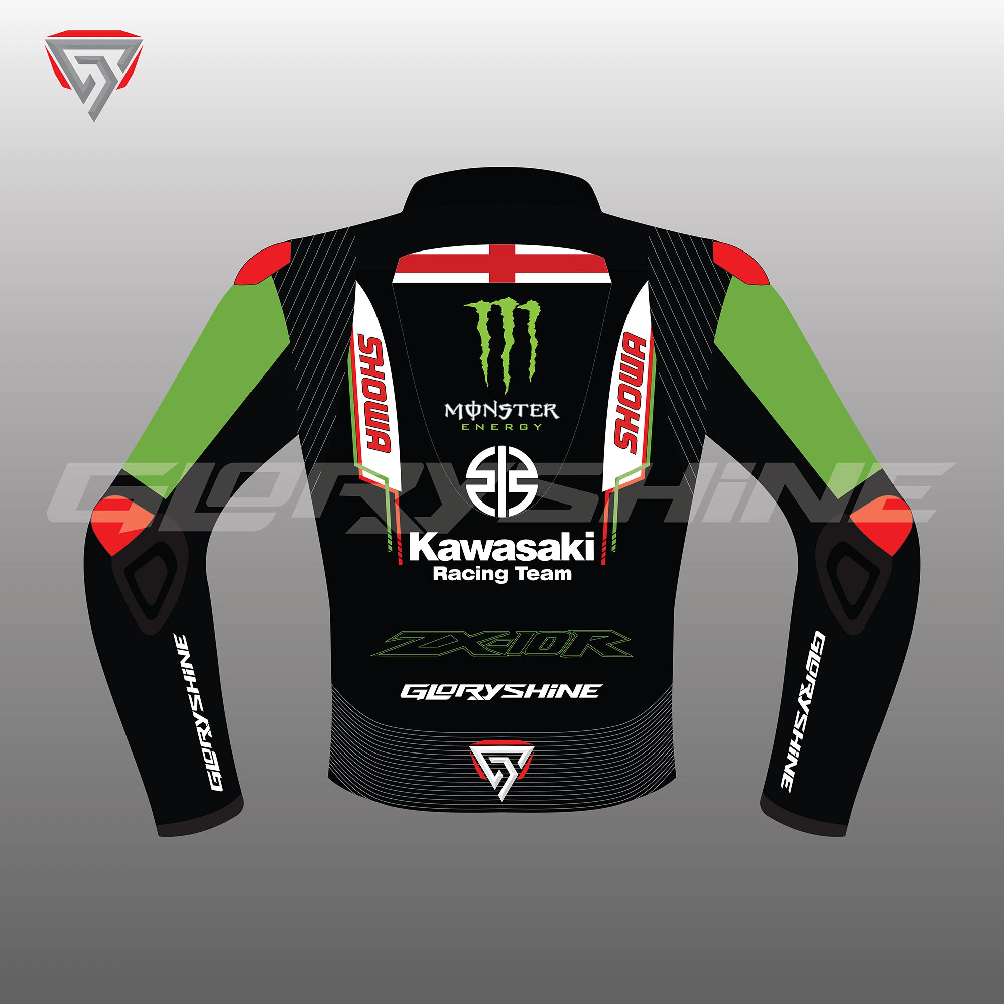Jonathan Rea Kawasaki Ninja WSBK Race Jacket 2023 Back 2D