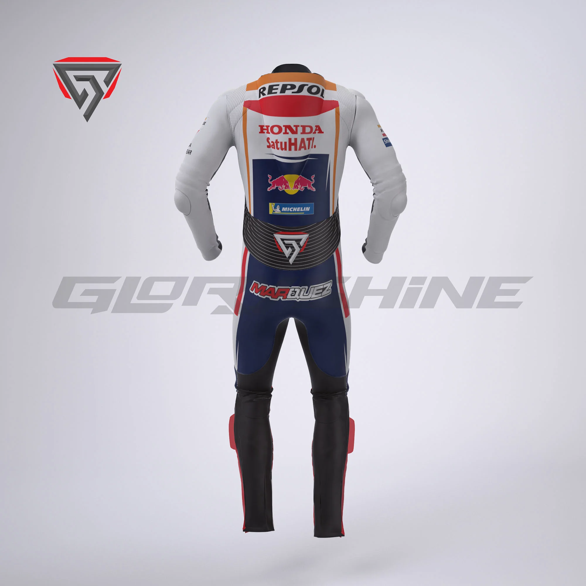 Marc Marquez Honda Repsol Leather Suit Motorcycle MotoGP 2020 Back 3D