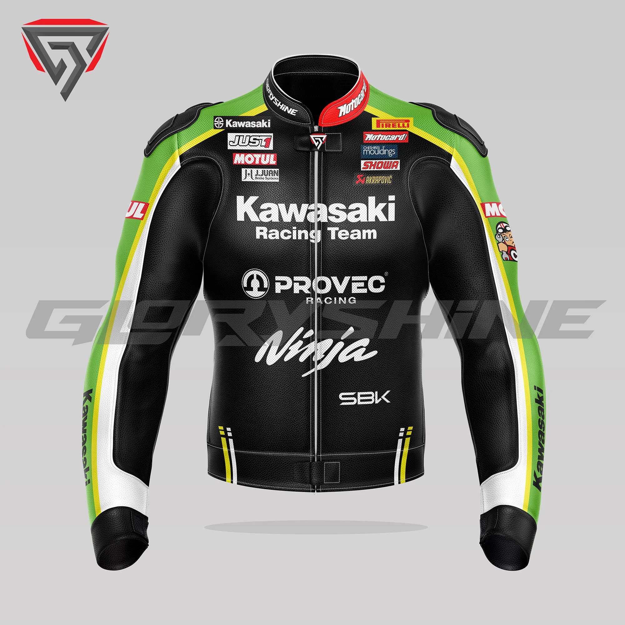 Axel Bassani Leather Jacket Kawasaki Racing Team WSBK 2024 Front 3D