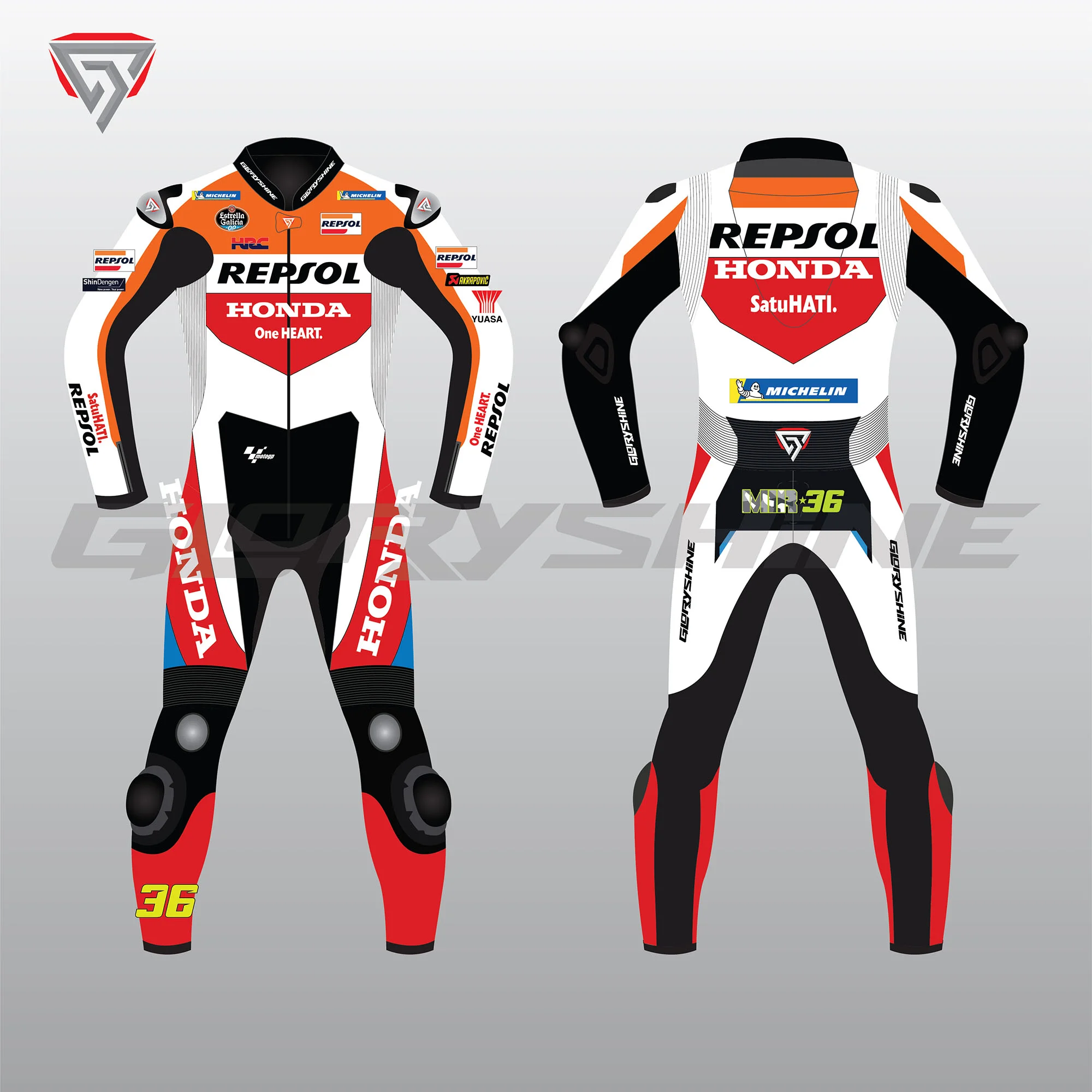 Joan Mir Motorcycle Suit Repsol Honda Team MotoGP 2024 Front & Back 2D