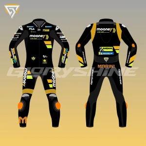 Luca Marini Motorcycle Suit Team Mooney VR46 MotoGP Suit 2023 Front & Back 2D